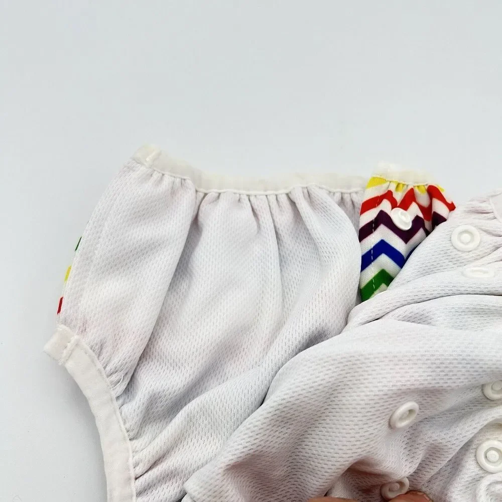Baby Swim Diaper Cover Adjustable Snap Rainbow Chevron Print‎ One Size